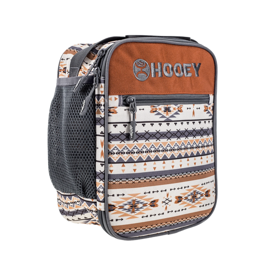 Hooey Lunch Box Cream Aztec Pattern With Grey/Black Handle HLB005-CRGY