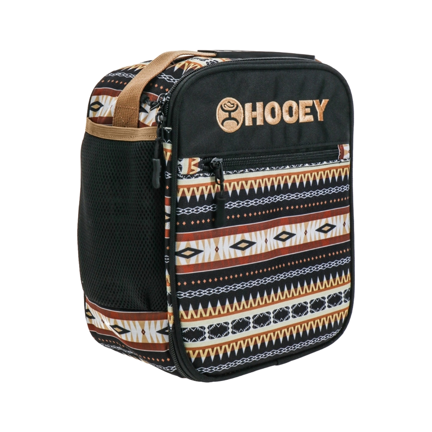 Hooey Lunch Box Black Aztec Pattern With Tan and Black Handle HLB005-BKTN