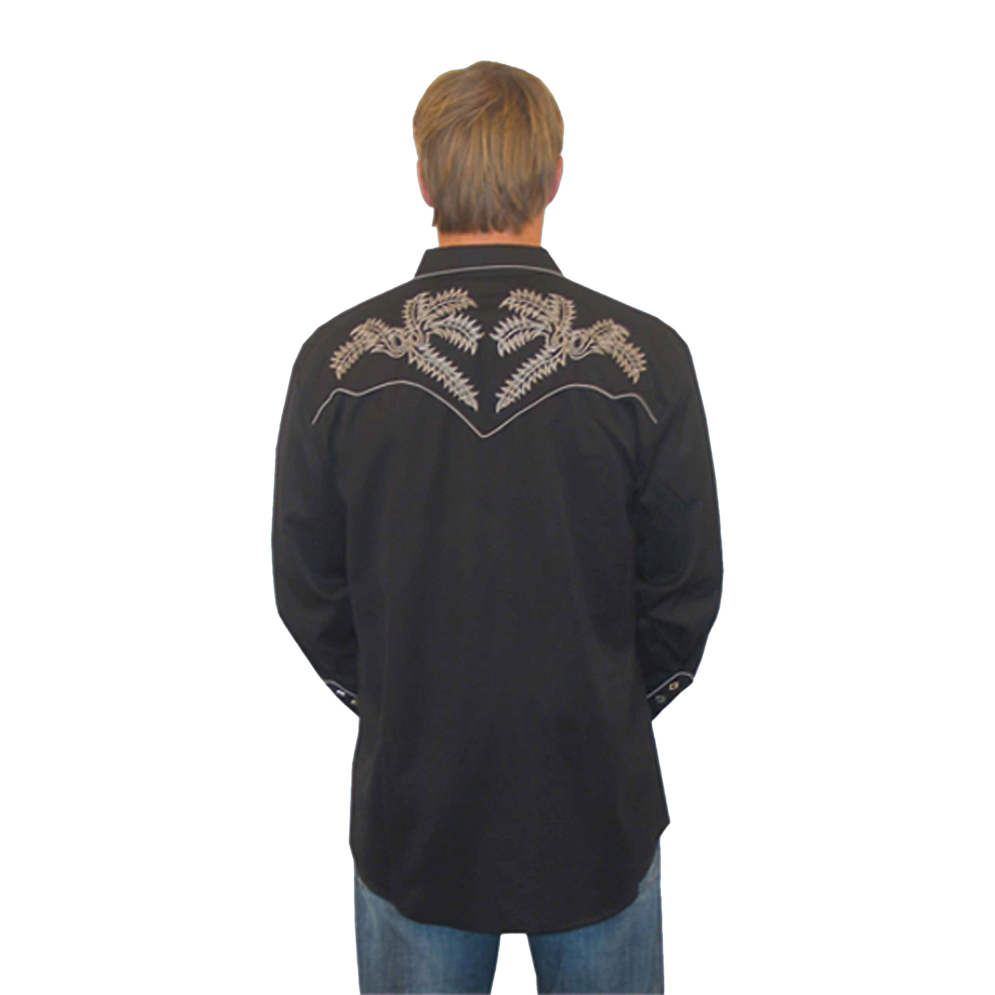 Scully Men's Western Embroidered Black Snap Down Shirt P-922_BLK