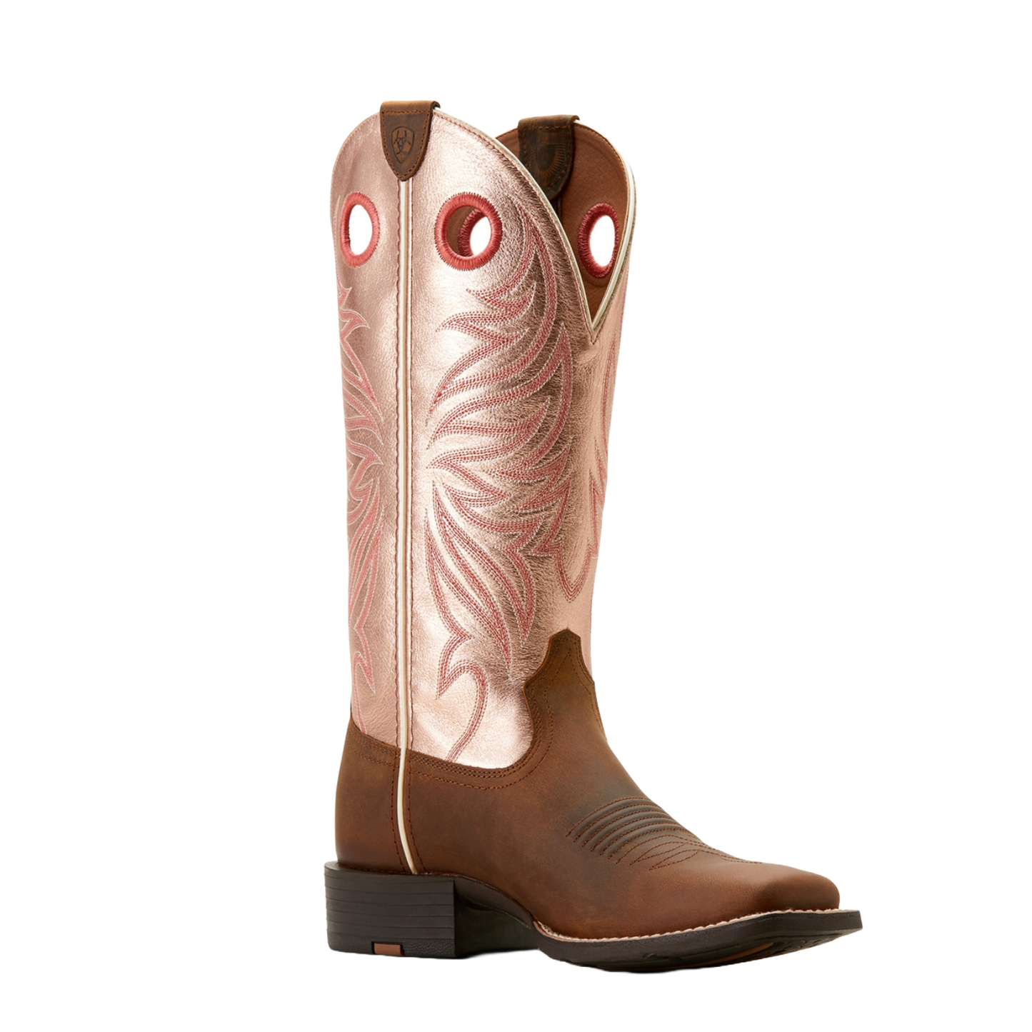 Ariat Ladies Round Up Ryder Brown & Pink Western Boots 10053730