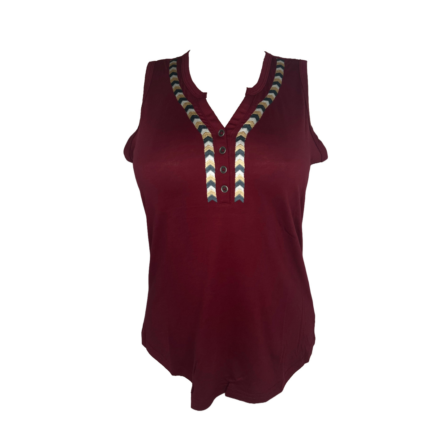 Cinch Ladies Knit Burgundy Henley Tank Top CTK7402002