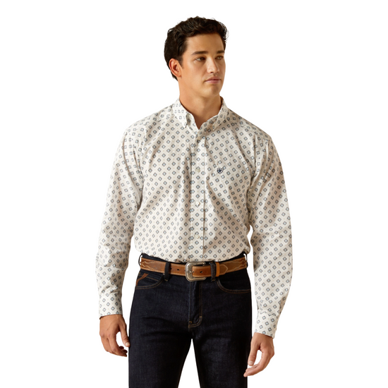 Ariat Men's Rocco White Classic Fit Button Down Shirt 10051510