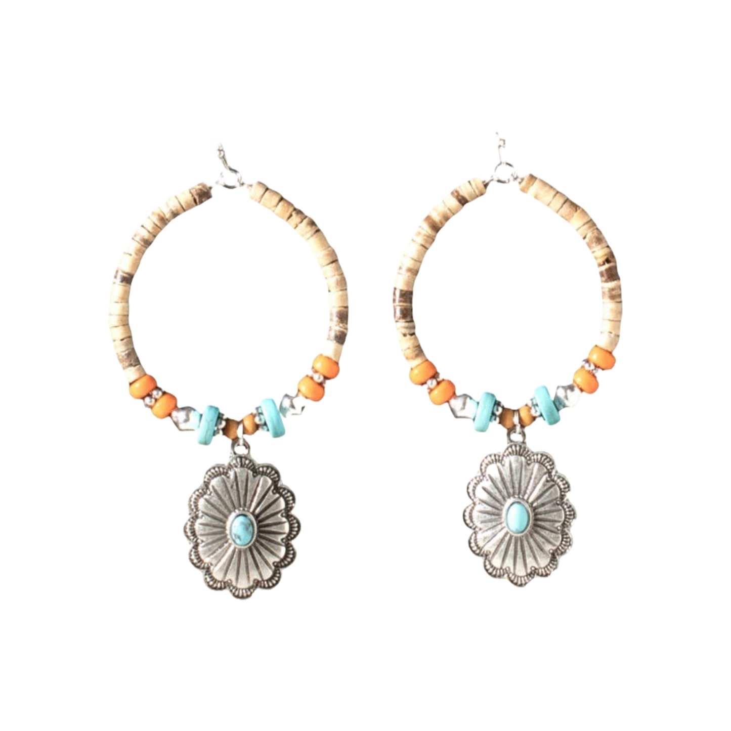 Blazin Roxx Ladies Wood Beaded Hoop Earrings 3056597