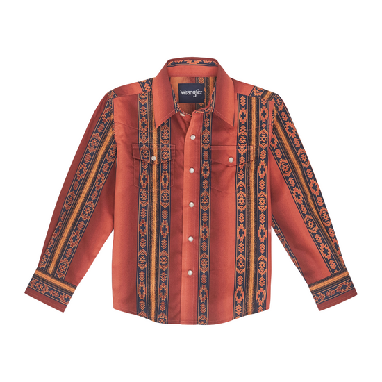 Wrangler Youth Boy's Checotah Rust Snap Button Shirt 112351580