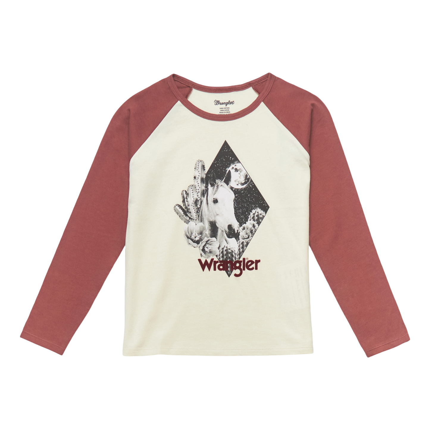 Wrangler Youth Girl's White Horse Graphic Baseball T-Shirt 112353142