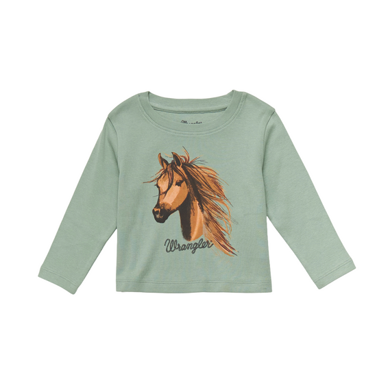 Wrangler Baby Girl's Green Horse Graphic Sweatshirt 112353059