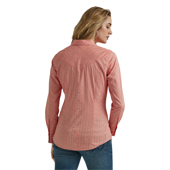 Wrangler Ladies Aztec Print Rose Snap Shirt 112345311