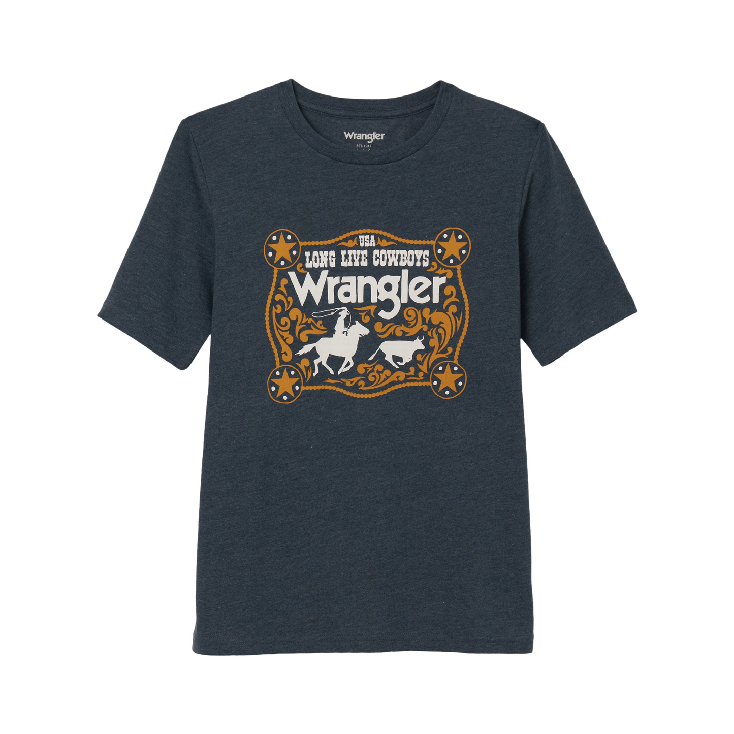 Wrangler Boy's USA Cowboys Midnight Navy Heather Graphic T-Shirt 112344154