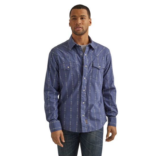 Wrangler Men's Retro Premium Vintage Indigo Snap Shirt 112344560