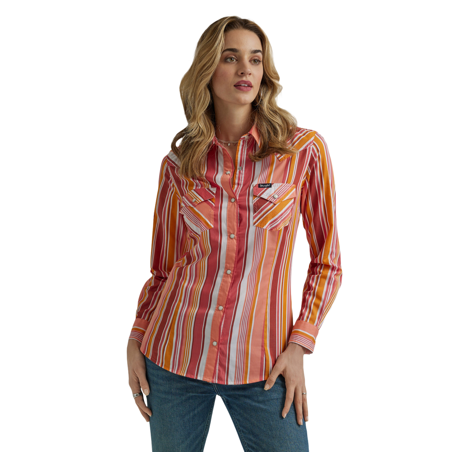 Wrangler Ladies Multicolor Stripe Snap Shirt 112345310