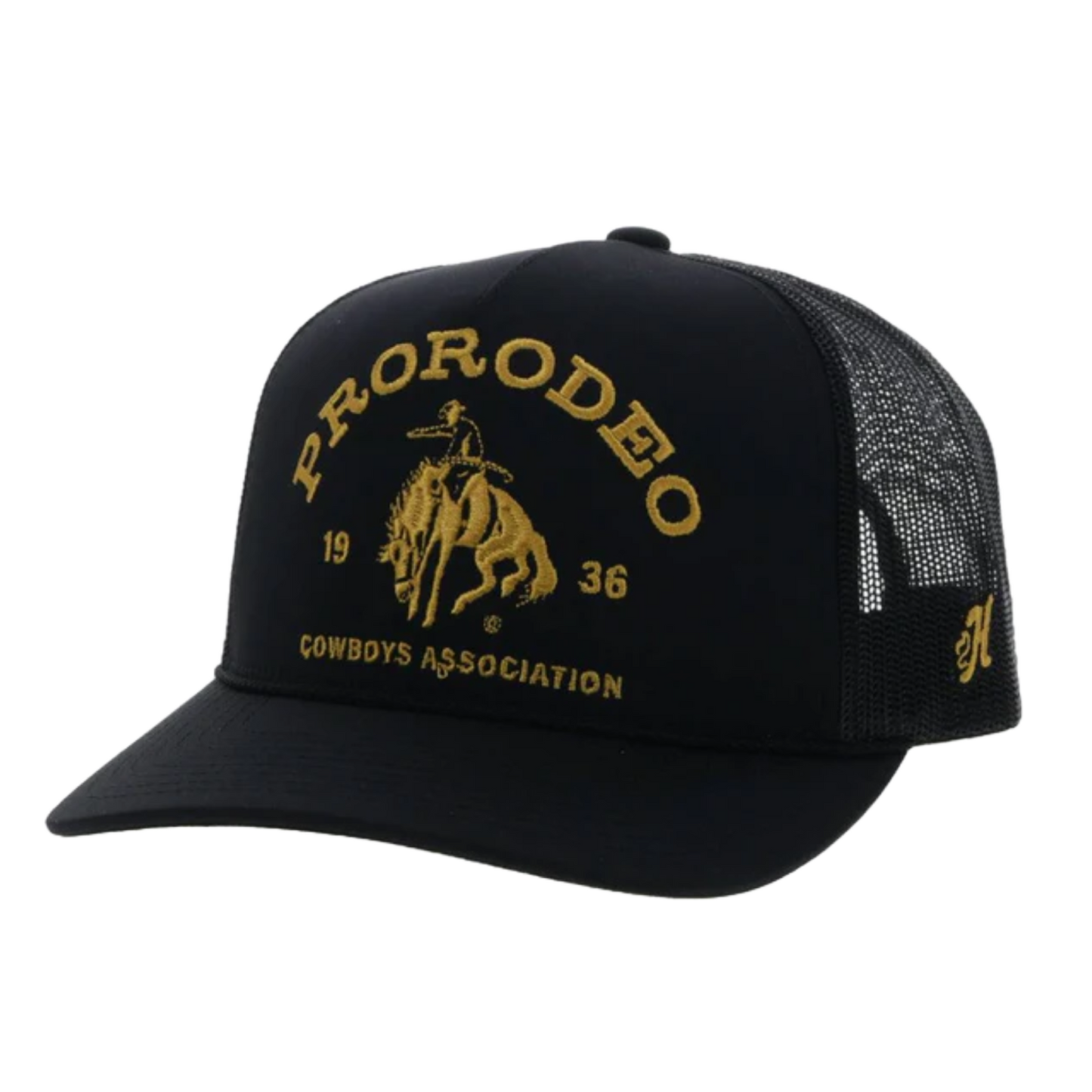 Hooey Pro-Rodeo Black & Gold Western Trucker Cap 2263T-BK