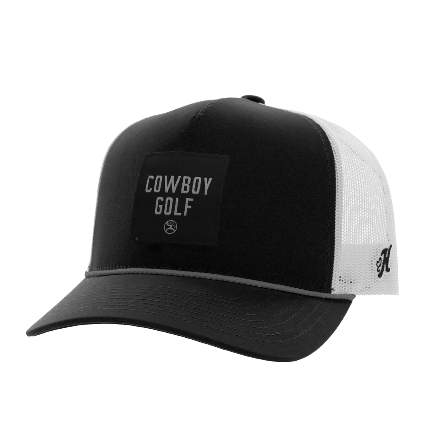 Hooey Men's Cowboy Golf Graphic Black & White Trucker Cap 2330T-BKWH