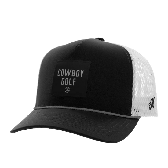 Hooey Men's Cowboy Golf Graphic Black & White Trucker Cap 2330T-BKWH