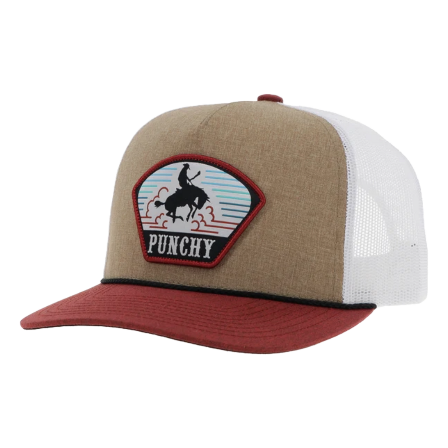 Hooey Punchy Graphic Tan Western Trucker Cap 5032T-TNWH