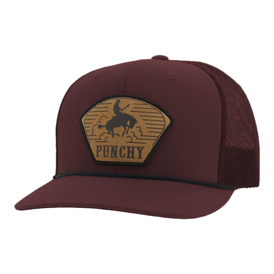 Hooey 'Cavvy' Punchy Leather Patch Maroon Trucker Hat 5032T-MA