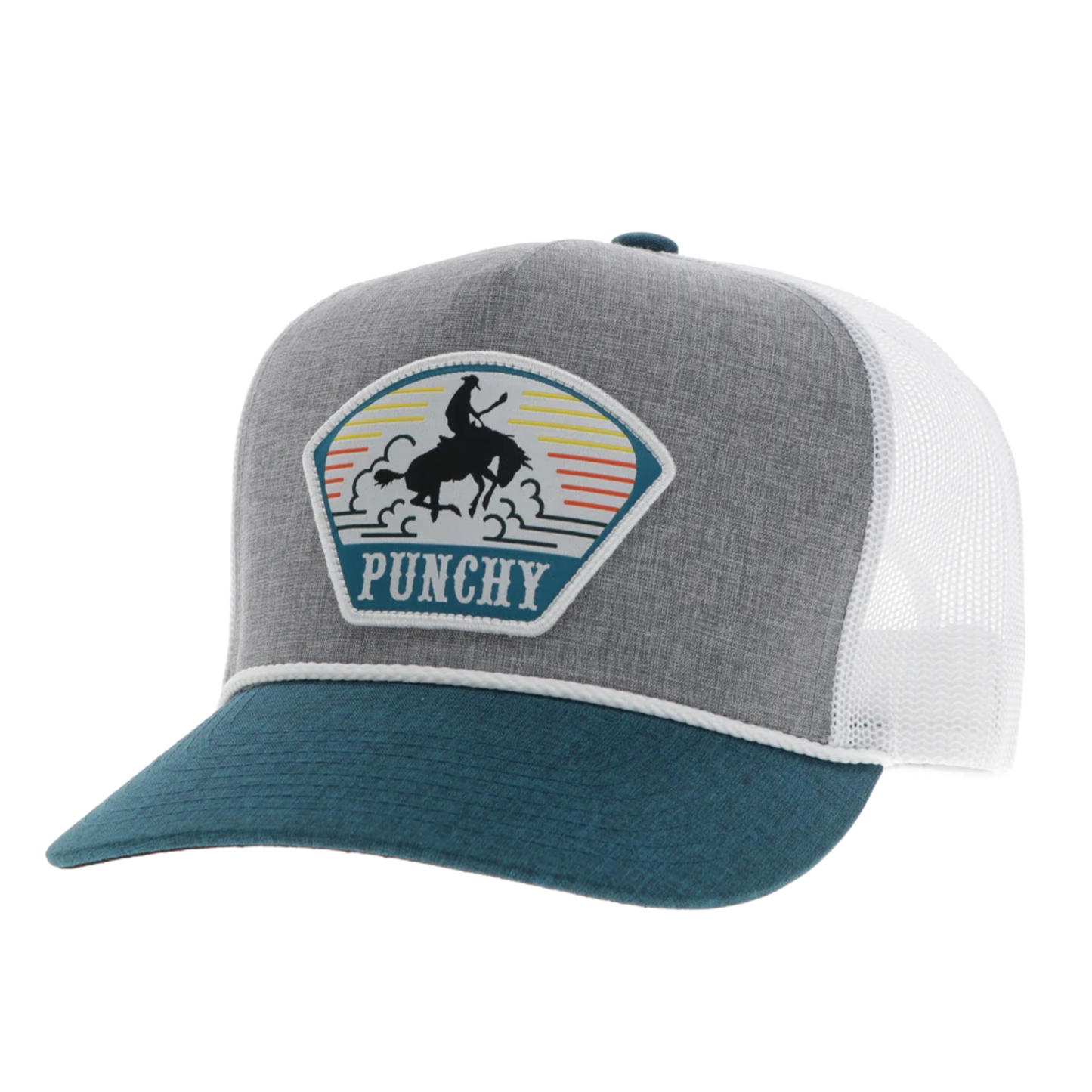 Hooey Punchy Graphic Grey & White Western Trucker Cap 5032T-GYWH