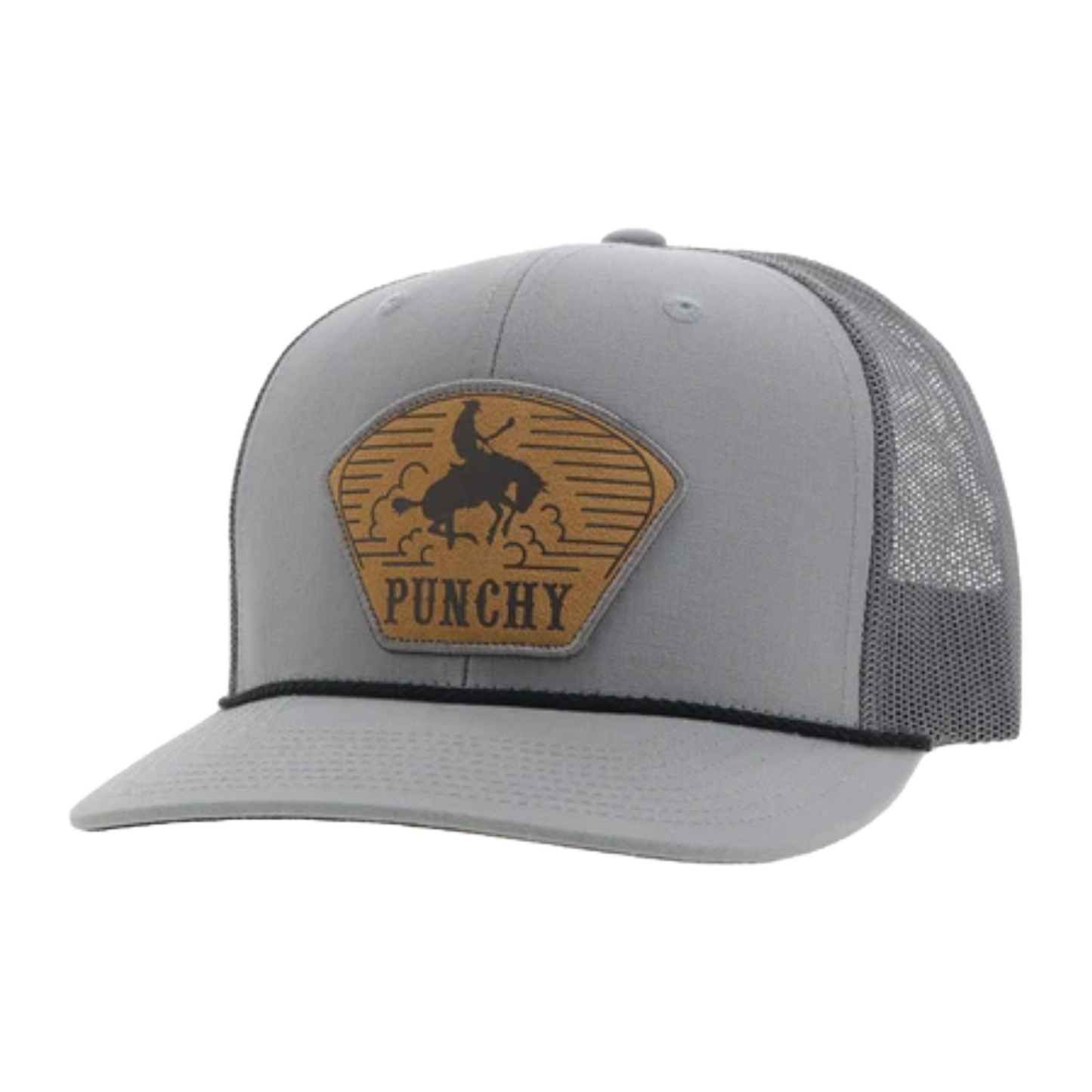 Hooey 'Cavvy' Punchy Leather Patch Grey Trucker Hat 5032T-GY