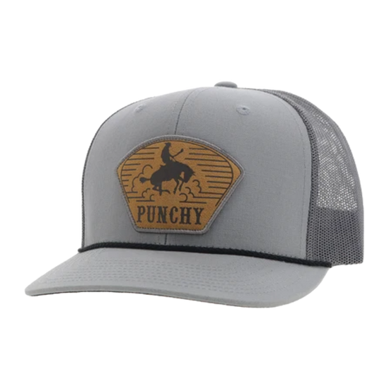 Hooey 'Cavvy' Punchy Leather Patch Grey Trucker Hat 5032T-GY