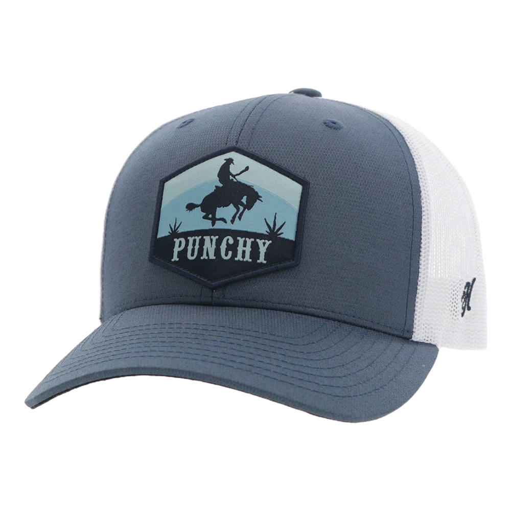 Hooey Ranchero Punchy Graphic Blue & White Trucker Cap 5027T-BLWH