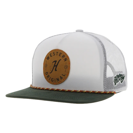 Hooey "Spur" 5-Panel Leather Patch White Snapback Hat 2414T-WH