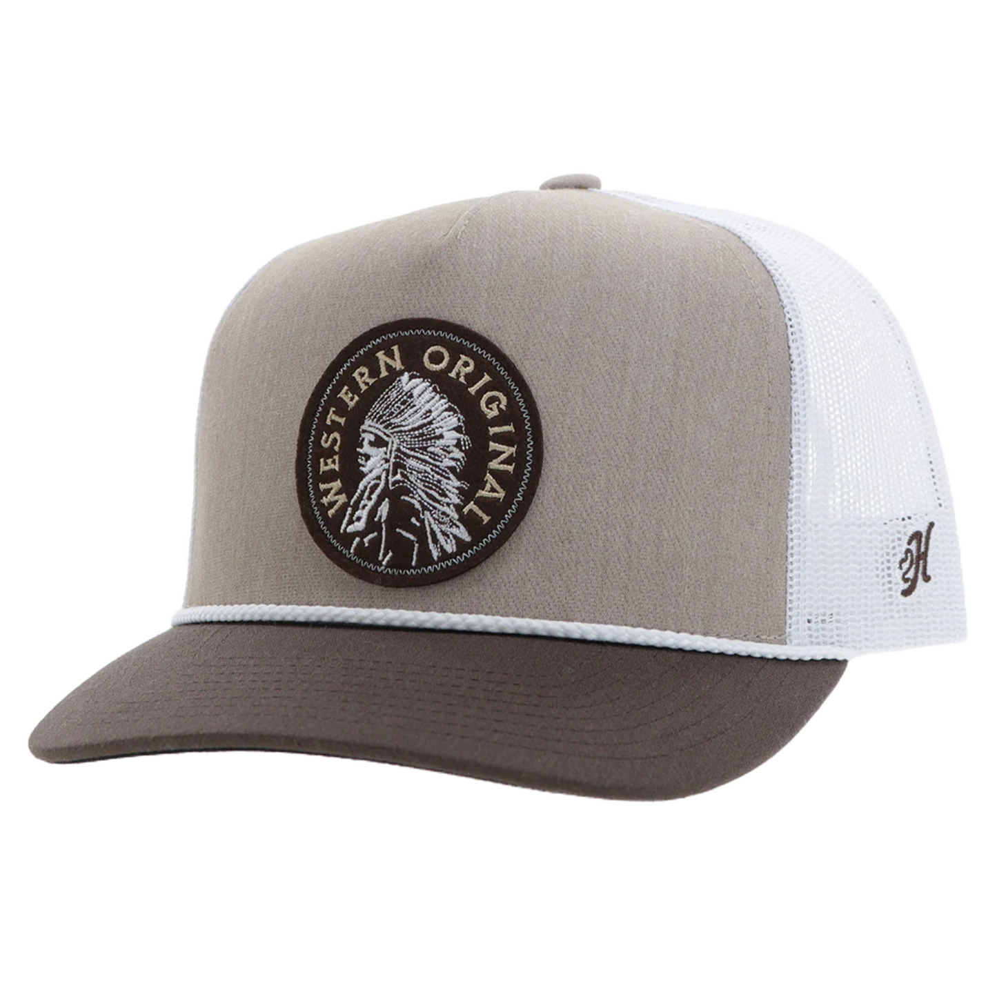 Hooey "Quanah" Circle Patch Tan & White Trucker Cap 2426T-TNWH