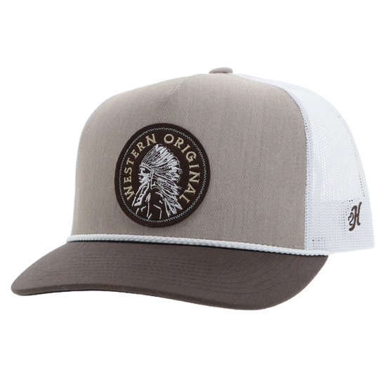 Hooey "Quanah" Circle Patch Tan & White Trucker Cap 2426T-TNWH