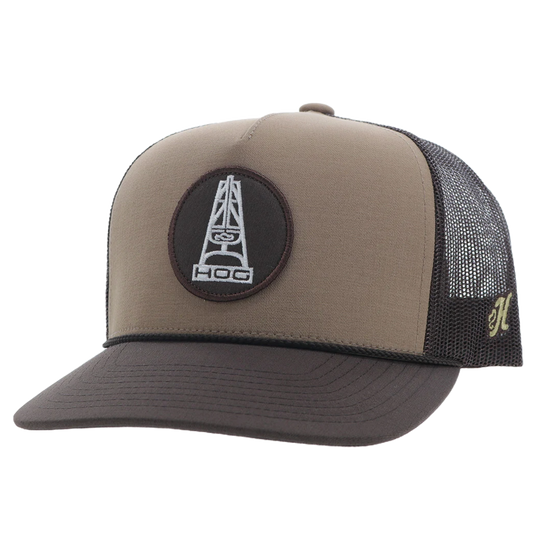 Hooey 'Rose' Hog Black Patch Logo Tan & Brown Trucker Cap 3027T-TNBR