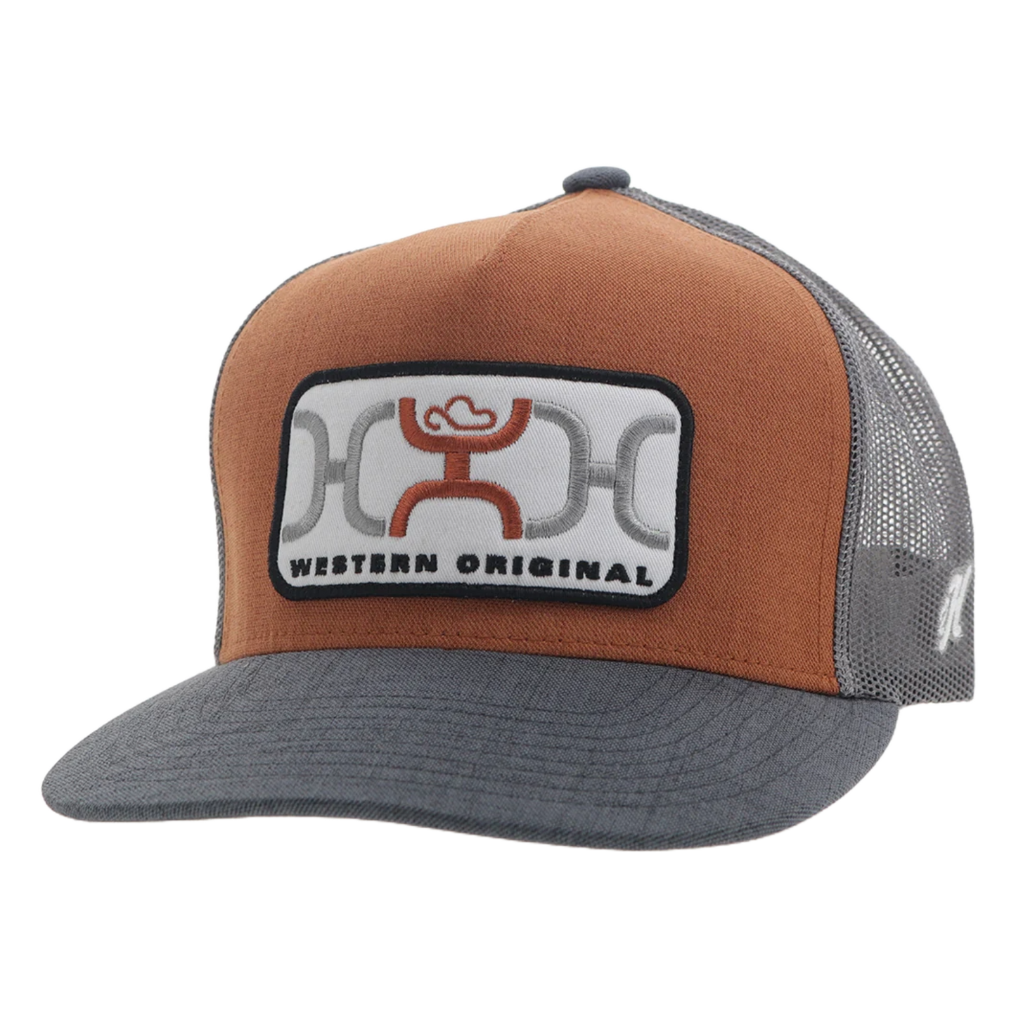 Hooey 'Loop" Rectangle Patch 5 Panel Orange & Grey Trucker Cap 2459T-ORGY