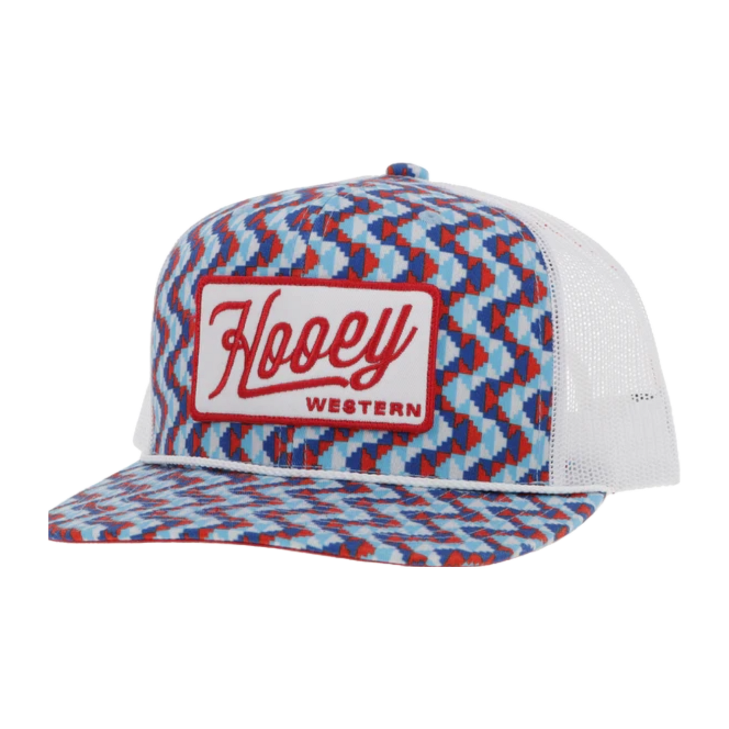 Hooey 'Lakota' Red & White Rectangular Patch Blue Trucker Cap 2448T-BLWH