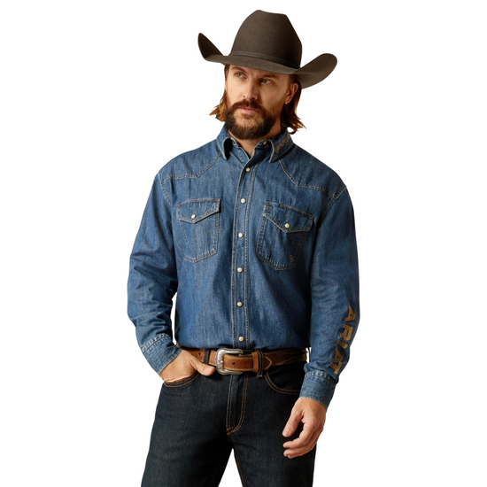 Ariat Mens Team Denim Long Sleeve Shirt 10051867