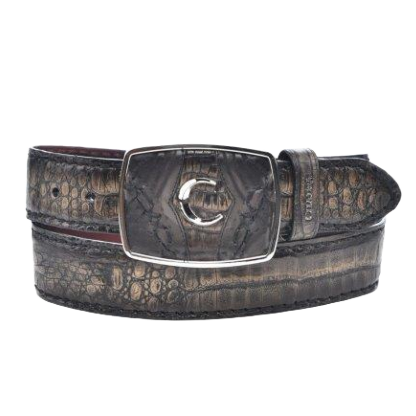 Cuadra Men's Atlantic Lasered Caiman Dark Brown Belt BC352