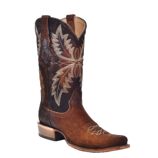 Corral Men's Chocolate Embroidery Narrow Square Toe Boots C4023