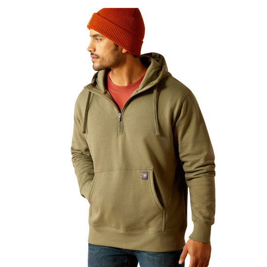 Ariat Men's Rebar Workman Deep Lichen 1/4 Zip Hoodie 10053409