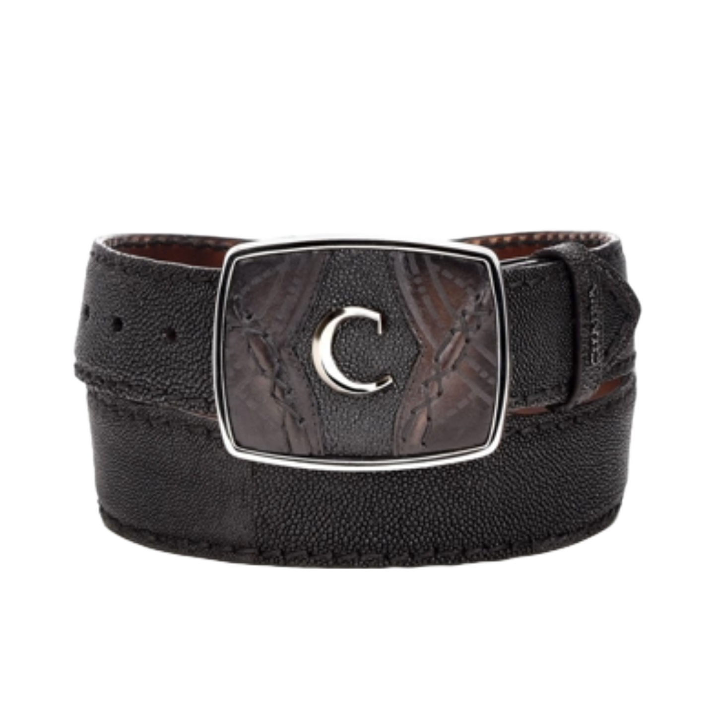 Cuadra Men's Black Stingray Laser Leather Belt BC350