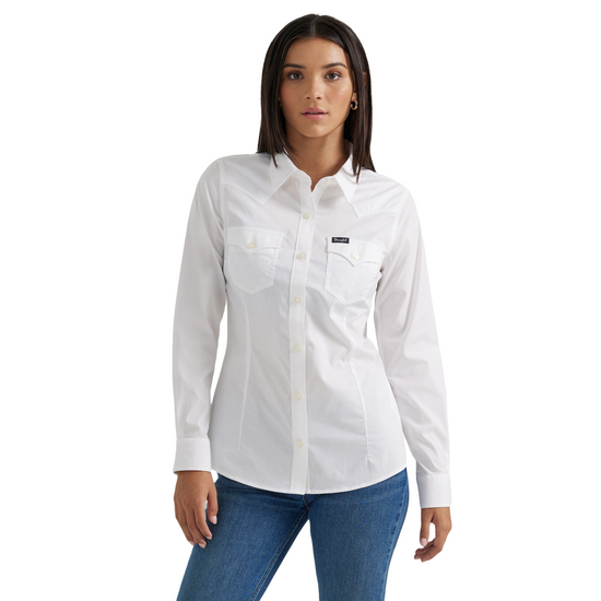 Wrangler Ladies Retro® Western Button Down White Shirt 112358013