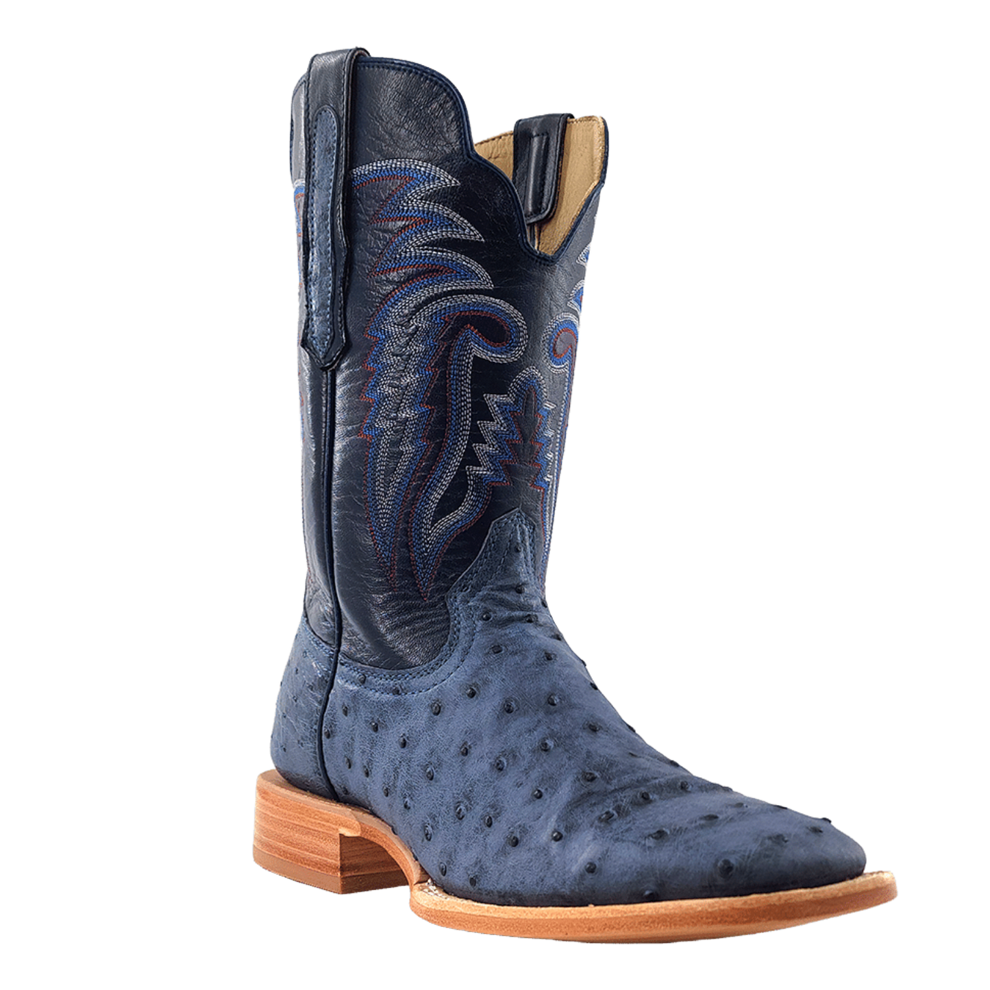 R. Watson Men's American Blue Jean Full Quill Ostrich Western Boots RW4526-2