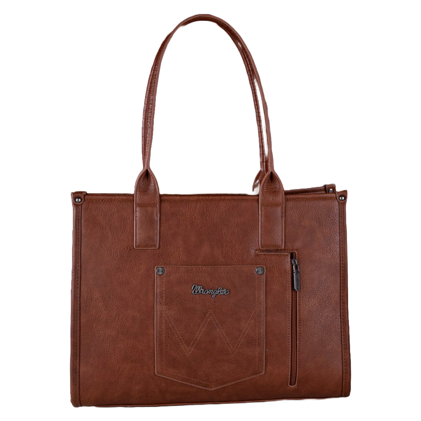 Wrangler Ladies Croc Print Concealed Carry Cognac Wide Tote WG102G-8119CO