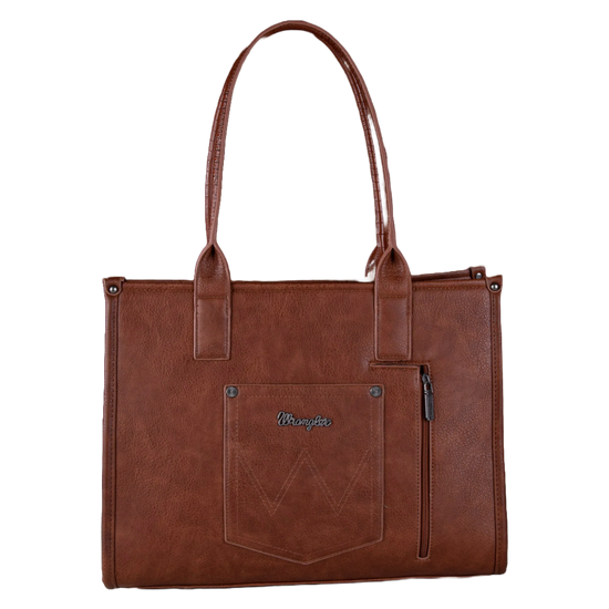 Wrangler Ladies Croc Print Concealed Carry Cognac Wide Tote WG102G-8119CO