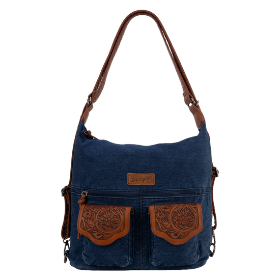 Wrangler Ladies Floral Tooled Navy Denim Hobo Bag WG103-2008NY