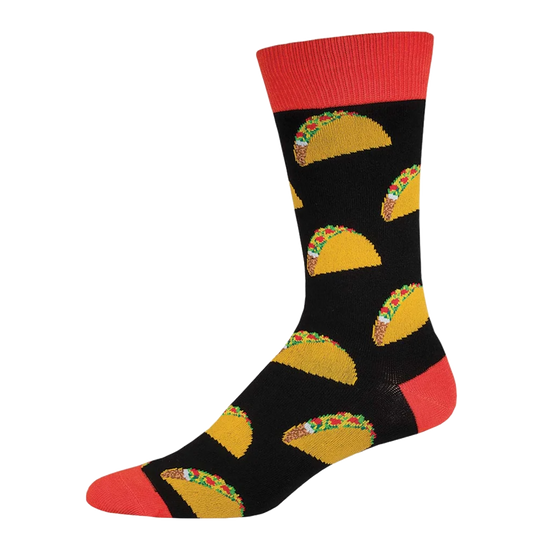 SockSmith® Men's Taco's Graphic Black Crew Sock MNC524-BLK