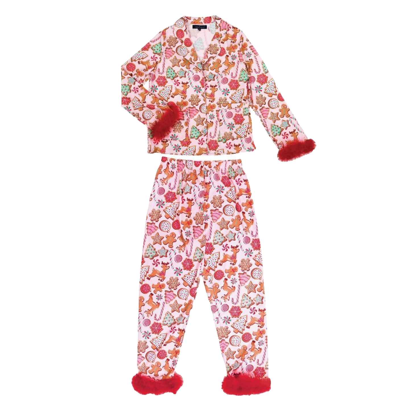 Simply Southern Ladies Christmas Pink Pajama Set 0224-PJ-SET-FTHR-COOKIE