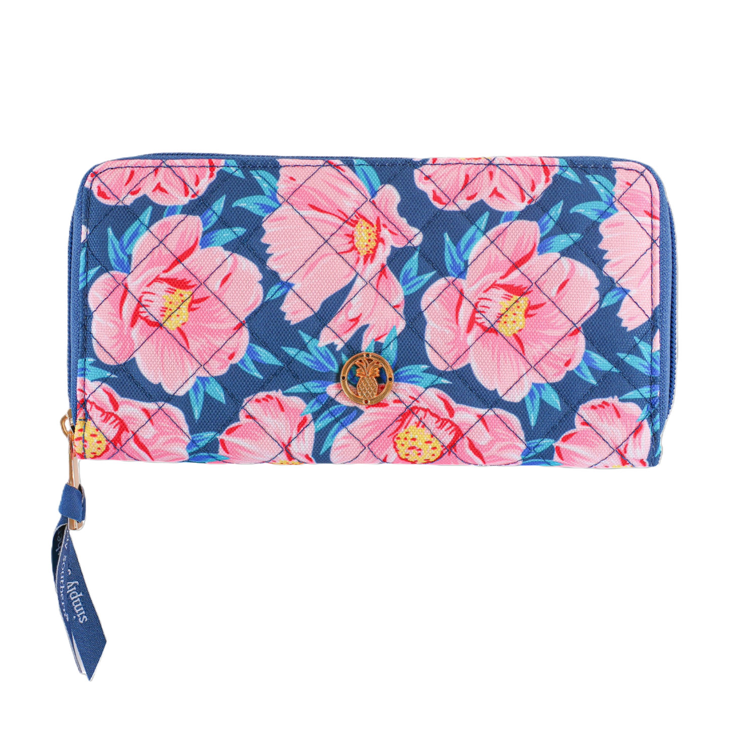 Simply Southern Ladies Floral Blue Wristlet Wallet 0224-BAG-PHNWLT-PNKBLM