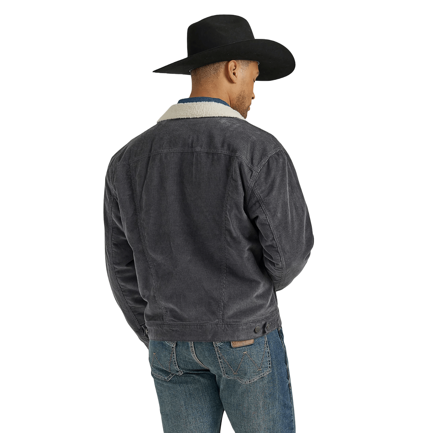 Wrangler Men's Cowboy Cut Sherpa Lined Grey Corduroy Jacket 112352865