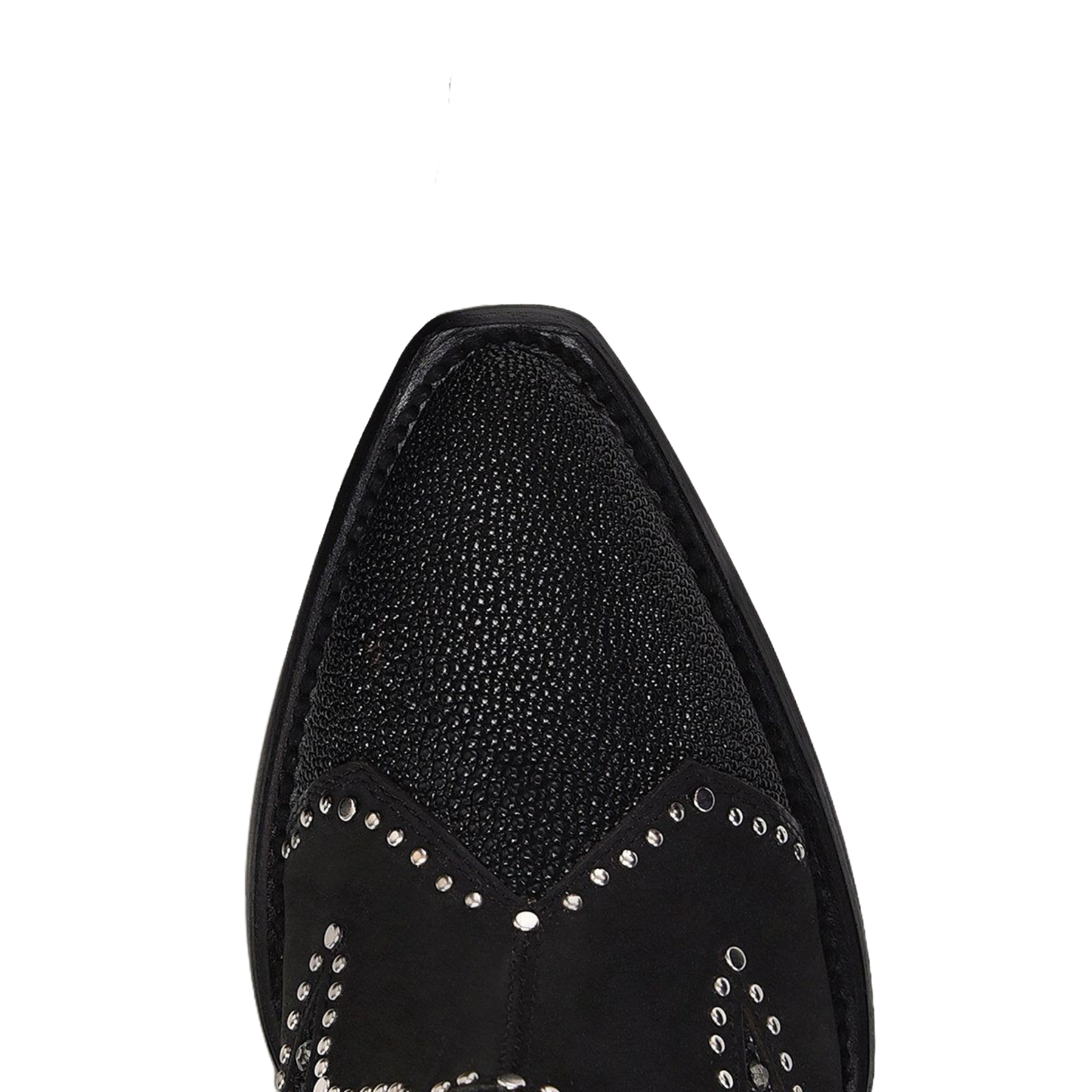 Cuadra Ladies Stingray Zipper & Studs Black Round Toe Booties CU760