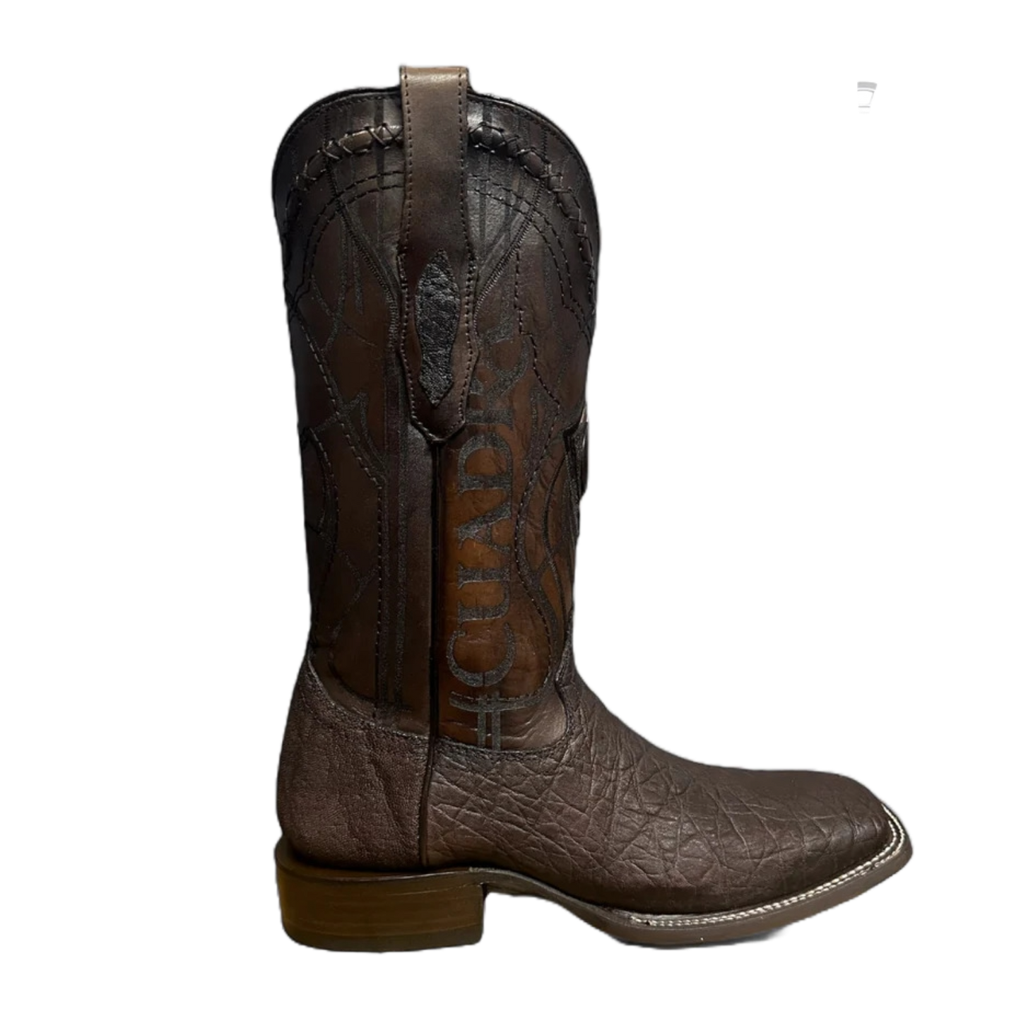 Cuadra Men's Elaphant Laser & Embroidery Brown Square Toe Boots CU848