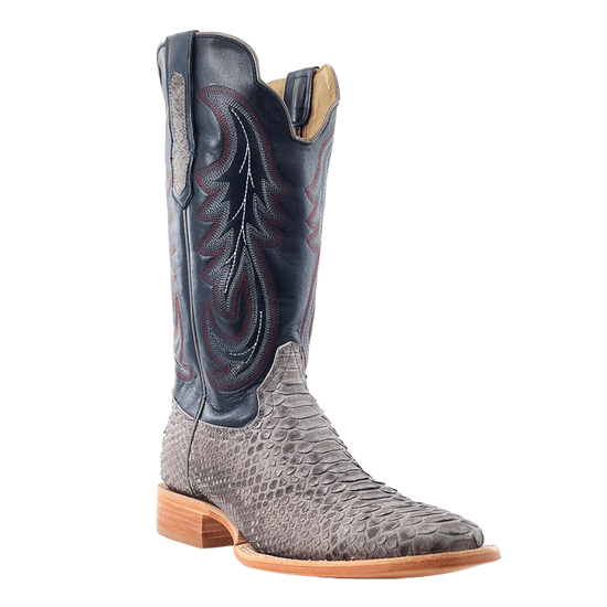 R.Watson Men's Back Cut Grey Sueded Back Cut Python Western Boots RW7914-2