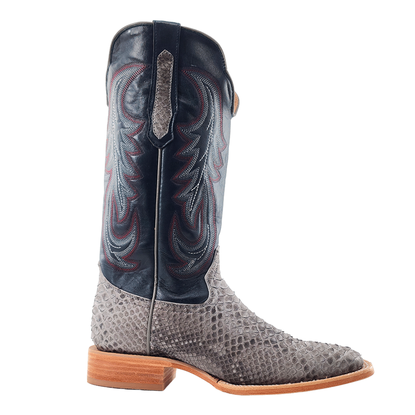 R.Watson Men's Back Cut Grey Sueded Back Cut Python Western Boots RW7914-2