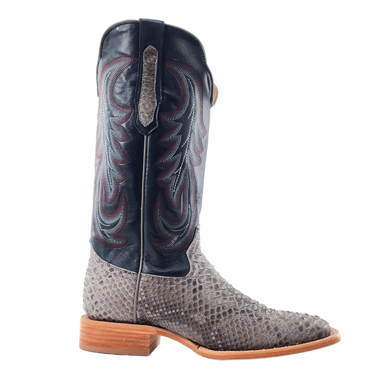 R.Watson Men's Back Cut Grey Sueded Back Cut Python Western Boots RW7914-2