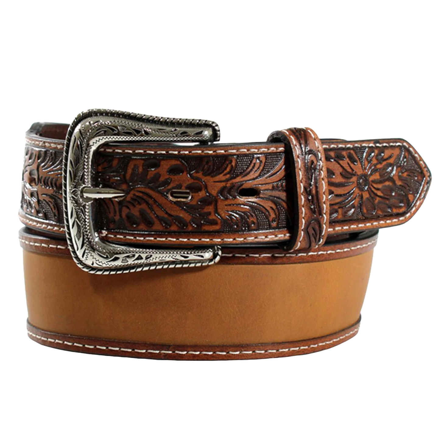 Ariat Mens Embossed Tab Medium Brown Belt A1040144