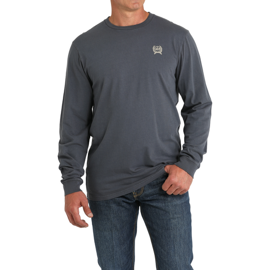 Cinch Mens Long Sleeve Blue Grey T-Shirt MTK1721013